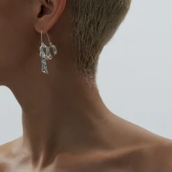 Des Boucles D'Oreilles<Anissa Kermiche Boucles D'Oreilles Drapees Pendantes (Argent)